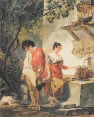 Перерване побачення. Копія з однойменної акварелі К.П. Брюллова. 1839-1840 рр.