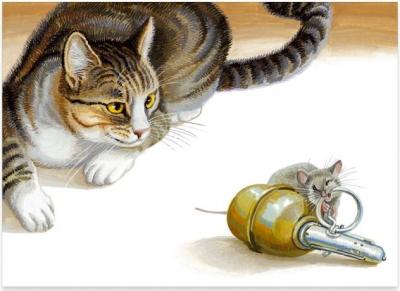 Картка «Батальйон "Пухнасті". Кошеня з гранатою». Фото: Postmark. Поштовий маркет країни