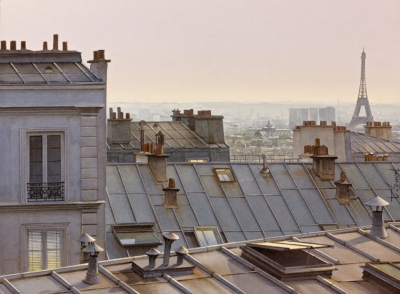 "Паризькі дахи". Тьєррі Дюваль. Акварель, початок 2000-х
