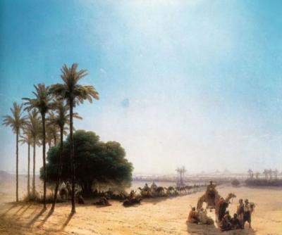 Караван в оазисе. Египет. Иван Константинович Айвазовский, 1871